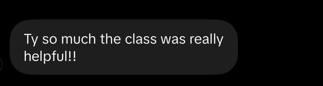 Student message about a helpful class